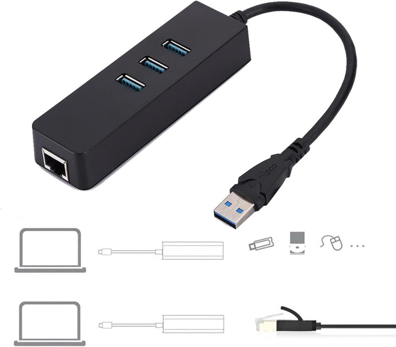 DM - HE27 RTL8153 USB 3.0 Ethernet Converter Adapter with 3 Port 3.0 HUB to RJ45 Drive - Free - Image 3