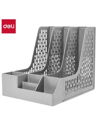 Deli E9847 Magazine Holder, 3 Compartments, PP Material, Grey, Integrated Pen Holder, Removable Design, Index Sticker for Organization, 1PCS/Heat-sealed Bag - pzsku/ZA4C5BBC27A0FF2C95005Z/45/_/1739862694/d805530e-96e1-42a5-bb3a-44685c4e04cc