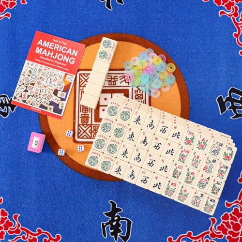 GUSTARIA American Mahjong Tile Set Large Mahjong Tiles Set with 166 Numbered Ivory Tiles Beautiful CaseEnglish Instruction Mahjong Game Set - Image 5