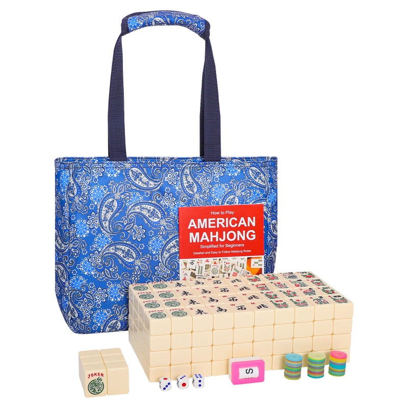 GUSTARIA American Mahjong Tile Set Large Mahjong Tiles Set with 166 Numbered Ivory Tiles Beautiful CaseEnglish Instruction Mahjong Game Set - Image 3