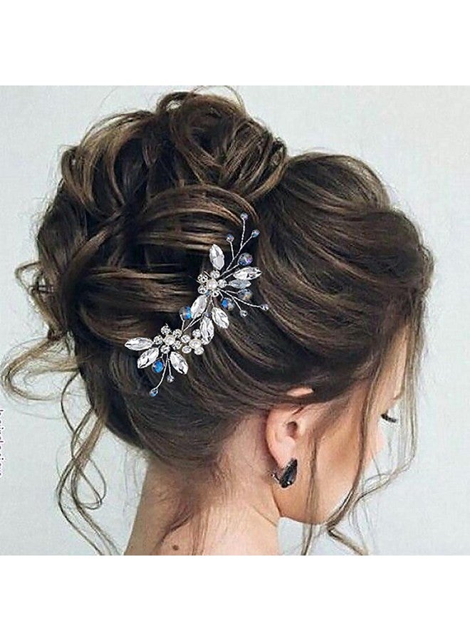 JEAIRTS Flower Rhinestone Hair Pins Pearl Bridal Hair Pieces Headwear Blue Beads Wedding Headpiece Hair Dress Crystal Hair Accessories For Brides And Bridesmaids - Image 5