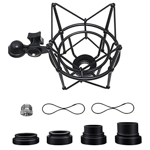 Audio Array AA-04 Metal Spider Shock Mount for Condenser Microphone | Anti Vibration, Suspension, Isolation | 4 Size Bottom Screws & Extra Replacement Elastic Bands | Recommended For Rode, Samson, etc - Image 1