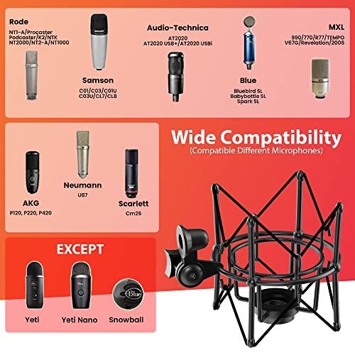 Audio Array AA-04 Metal Spider Shock Mount for Condenser Microphone | Anti Vibration, Suspension, Isolation | 4 Size Bottom Screws & Extra Replacement Elastic Bands | Recommended For Rode, Samson, etc - Image 2