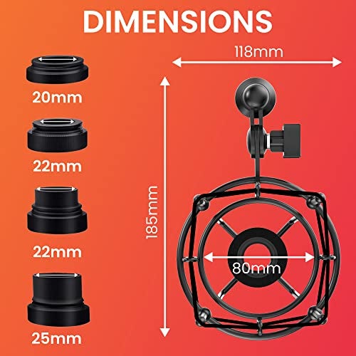 Audio Array AA-04 Metal Spider Shock Mount for Condenser Microphone | Anti Vibration, Suspension, Isolation | 4 Size Bottom Screws & Extra Replacement Elastic Bands | Recommended For Rode, Samson, etc - Image 5