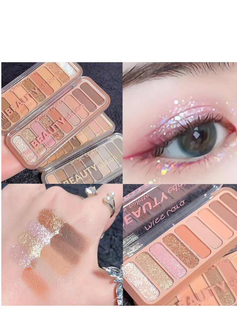 SYOSI 9 Colors Eye Shadow Makeup Pallet Matte Glitter Shimmer Eyeshadow Makeup Naturing-Looking High Pigment Waterproof Eye Shadow Palette Makeup Travel Size - Image 4
