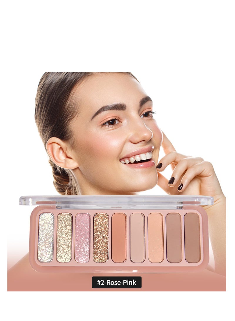 SYOSI 9 Colors Eye Shadow Makeup Pallet Matte Glitter Shimmer Eyeshadow Makeup Naturing-Looking High Pigment Waterproof Eye Shadow Palette Makeup Travel Size - Image 2