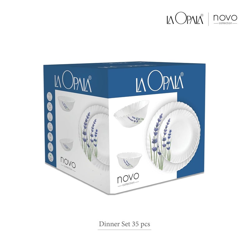 La Opala La Opala, Novo Collection, Opal Glass Dinner Set 35 pcs, Lush Greens, White  - Image 5