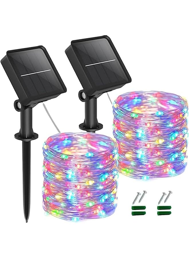 The Bros Solar String Lights(2pc),12M/39Ft 200 LED Garden String Lights,8 Modes LED String Lights, For Outdoor, Patio, Canopy, Landscape, Fairy Garden, Wedding, Holiday Party(Multi Color)  - Image 1