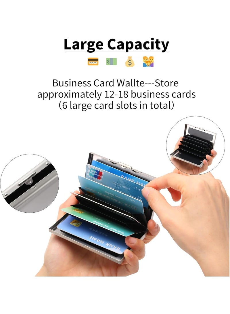 LYNLYN Stainless Steel Credit Card Wallet RFID Blocking Metal Case Pocket Business Card Holder for Women and Men - Image 2