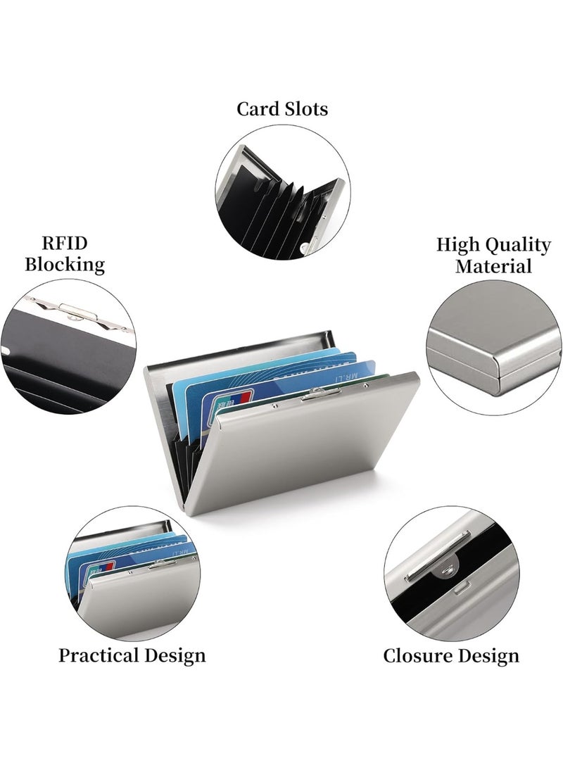 LYNLYN Stainless Steel Credit Card Wallet RFID Blocking Metal Case Pocket Business Card Holder for Women and Men - Image 3