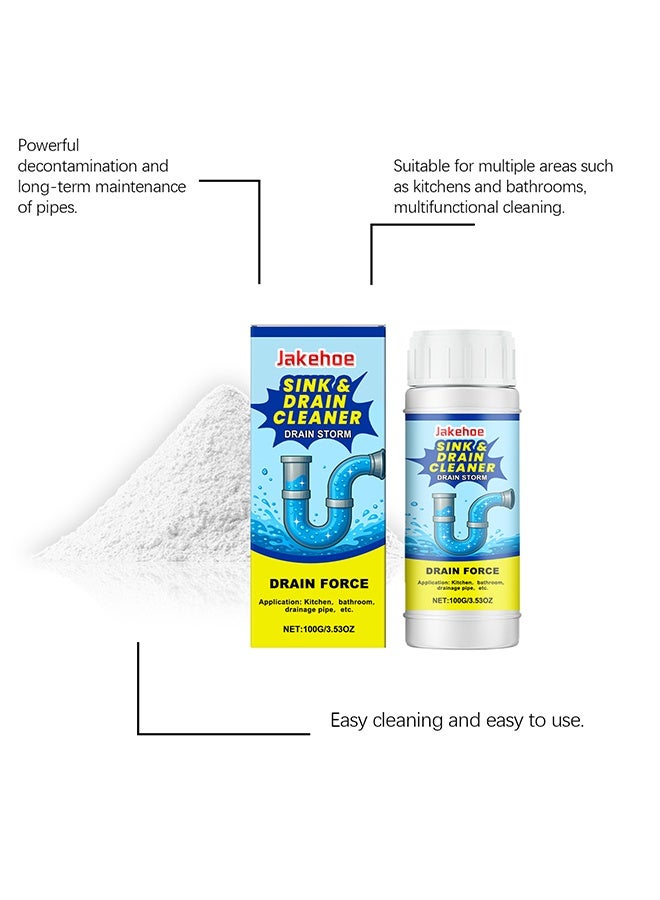 Jakehoe Sink & Drain Cleaner, Pipe Dredging Agent, Sewer Deodoriser Pipe Unblocker, Drain Clog Remover And Cleaner, Toilet, Kitchen, Bathroom Drain Cleaning Agent, Quick Unclogging Sewer Cleaner, Wild Tornado Sink And Drain Cleaner, 100ML - Image 3