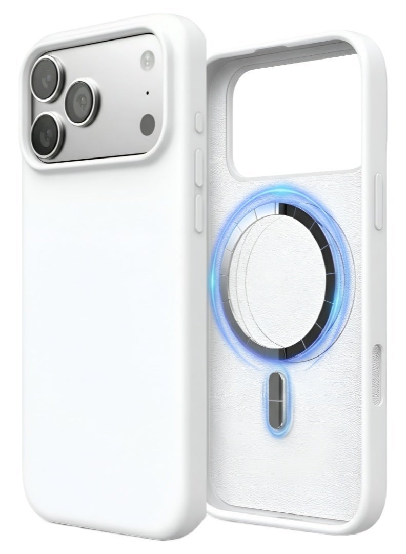 iPhone 17 Pro Max Liquid Silicone Case, MagSafe Compatible, Military-Grade Shockproof, Anti-Yellowing & Anti-Slip, Elegant Soft Slim Design (White) - Image 1