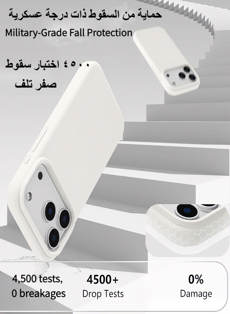 غطاء آيفون 17 برو ماكس من السيليكون السائل، متوافق مع MagSafe، مقاوم للصدمات بدرجة عسكرية، مضاد للاصفرار والانزلاق والبصمات، بتصميم أنيق وناعم ورفيع (أبيض) - Image 4