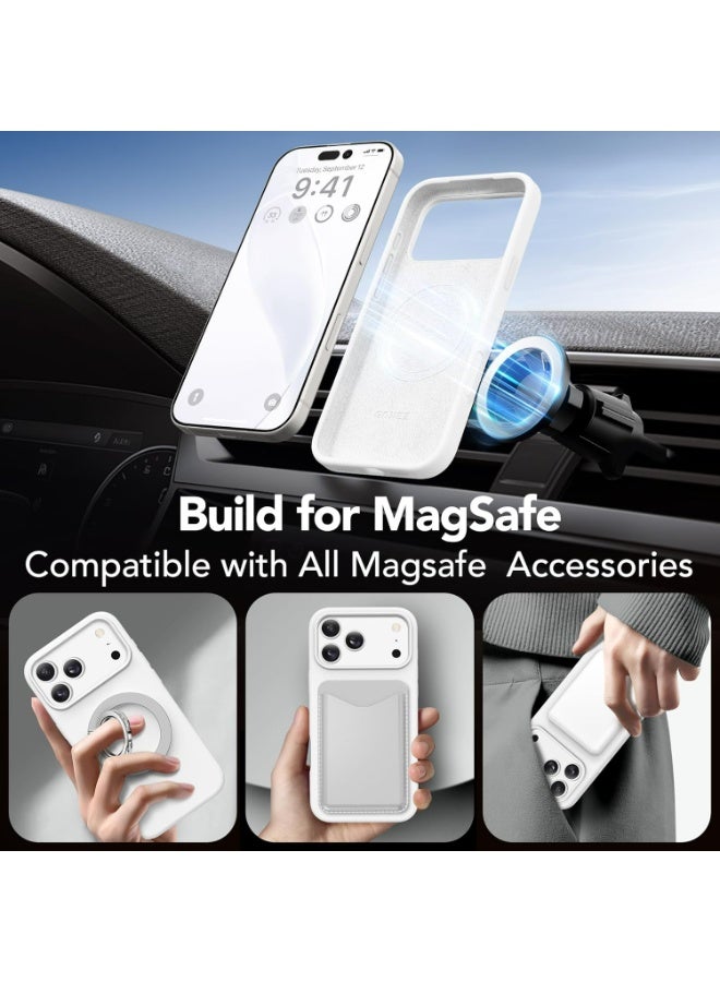 غطاء آيفون 17 برو ماكس من السيليكون السائل، متوافق مع MagSafe، مقاوم للصدمات بدرجة عسكرية، مضاد للاصفرار والانزلاق والبصمات، بتصميم أنيق وناعم ورفيع (أبيض) - Image 5