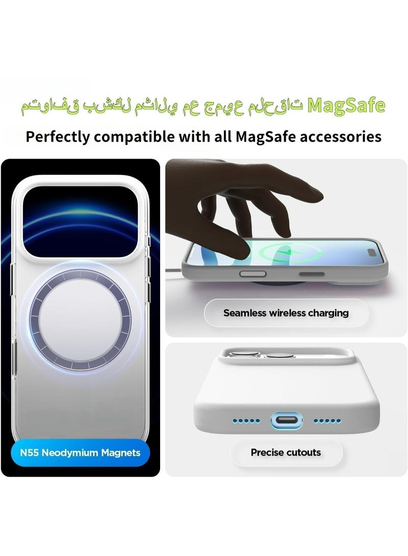 غطاء آيفون 17 برو ماكس من السيليكون السائل، متوافق مع MagSafe، مقاوم للصدمات بدرجة عسكرية، مضاد للاصفرار والانزلاق والبصمات، بتصميم أنيق وناعم ورفيع (أبيض) - Image 5