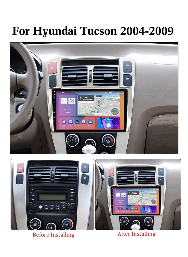 [4+64GB] Android 11 Car Stereo for Hyundai Tucson 2004-2009, 9" Touch Screen Multimedia Player with Bluetooth, GPS Navigation, WiFi, SWC, Mirror Link, Carplay, and DAB. - Image 2