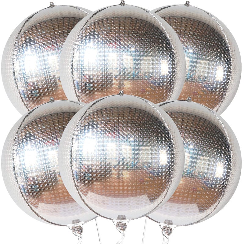 KatchOn, Large Silver Disco Ball Balloons - 22 Inch, Pack of 6 | Foil Disco Balloons | Silver Balloons, Silver Mylar Balloons | Graduation Balloons, Graduation Decorations 2025 | Prom Decorations 2025 - Image 1