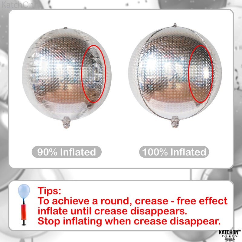 KatchOn, Large Silver Disco Ball Balloons - 22 Inch, Pack of 6 | Foil Disco Balloons | Silver Balloons, Silver Mylar Balloons | Graduation Balloons, Graduation Decorations 2025 | Prom Decorations 2025 - Image 5