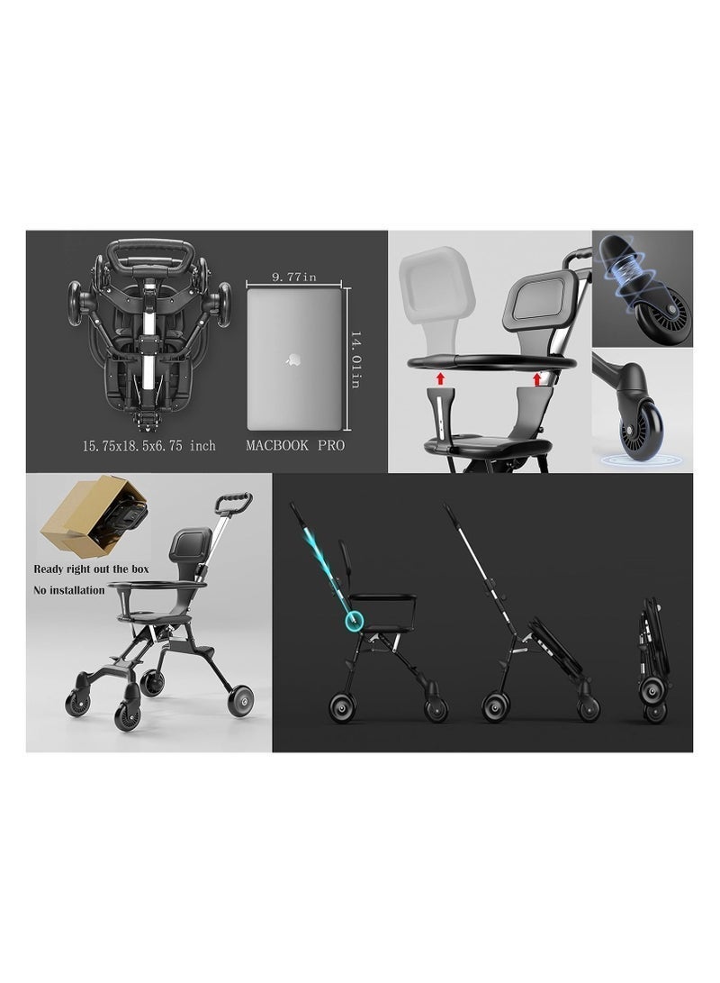 بيوينتي عربة أطفال جيبعربة سيارات قابلة للتحويل 2-في-1 - عربة سيارات خفيفة الوزن ذات طي يد واحدة مع غطاء قابل للتعديل وإطار مقاوم للصدمات ، جميع التضاريس تدور 360 درجة أمام / قفل عجلة ، متوافقة مع الطائرة العلوية وجذع السيارة ، للأطفال الصغار - Image 5