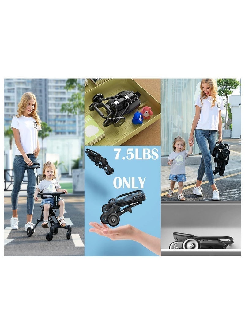 بيوينتي عربة أطفال جيبعربة سيارات قابلة للتحويل 2-في-1 - عربة سيارات خفيفة الوزن ذات طي يد واحدة مع غطاء قابل للتعديل وإطار مقاوم للصدمات ، جميع التضاريس تدور 360 درجة أمام / قفل عجلة ، متوافقة مع الطائرة العلوية وجذع السيارة ، للأطفال الصغار - Image 3