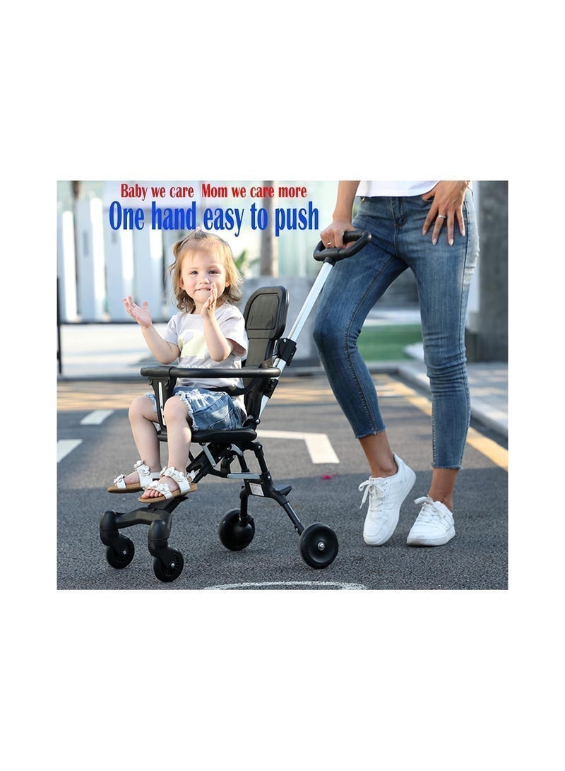 بيوينتي عربة أطفال جيبعربة سيارات قابلة للتحويل 2-في-1 - عربة سيارات خفيفة الوزن ذات طي يد واحدة مع غطاء قابل للتعديل وإطار مقاوم للصدمات ، جميع التضاريس تدور 360 درجة أمام / قفل عجلة ، متوافقة مع الطائرة العلوية وجذع السيارة ، للأطفال الصغار - Image 2