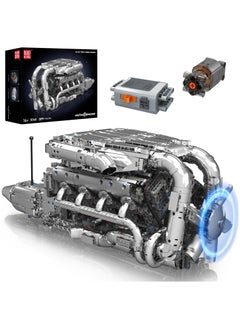 mould king V8 Engine Build Toy Set, twin-turbocharged engine building blocks, V8 Gasoline Engine Show collection models, educational toys with electric motor engines, children and adults, ages 14 + (2899+PCS), Muold King 10168  - Image 1