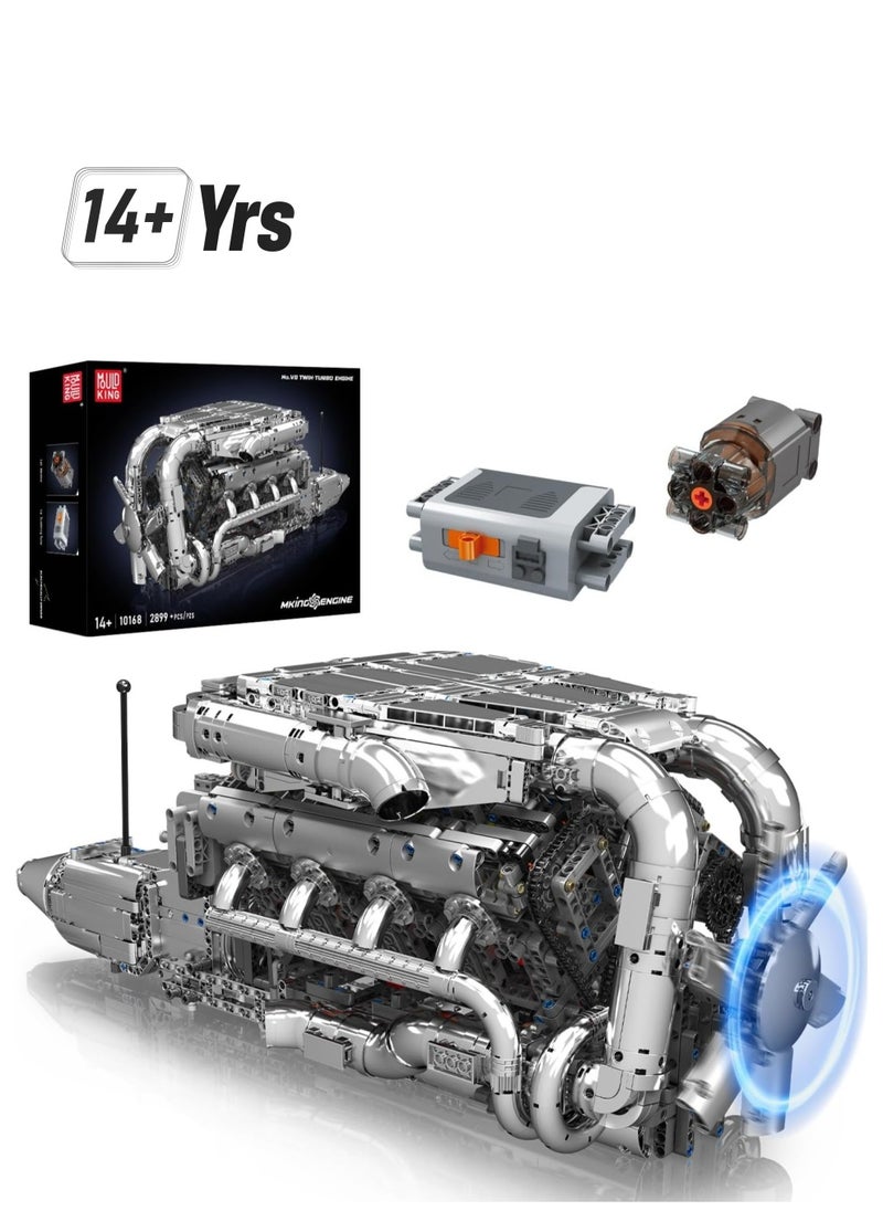 mould king Supercar V8 Engine Transmission Kit, Twin-turbocharged vehicle assembly, Car Engine Building Engineering Building Blocks, educational toys with electric motor engines, children and adults, ages 14 + (2899+PCS),mould king 10168  - Image 1
