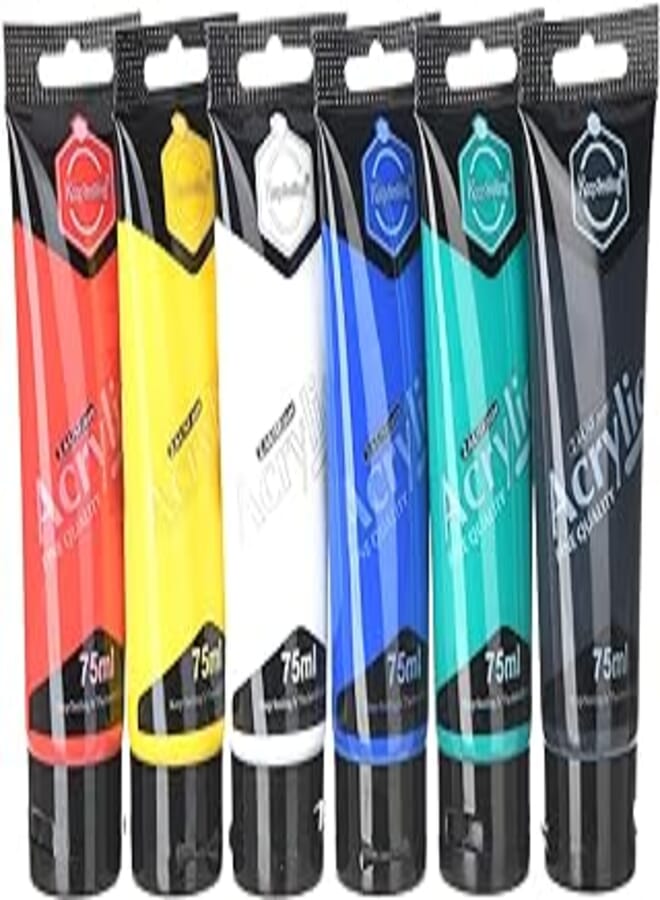 Acrylic paint set, 6 colors, 75 mm, hs-112