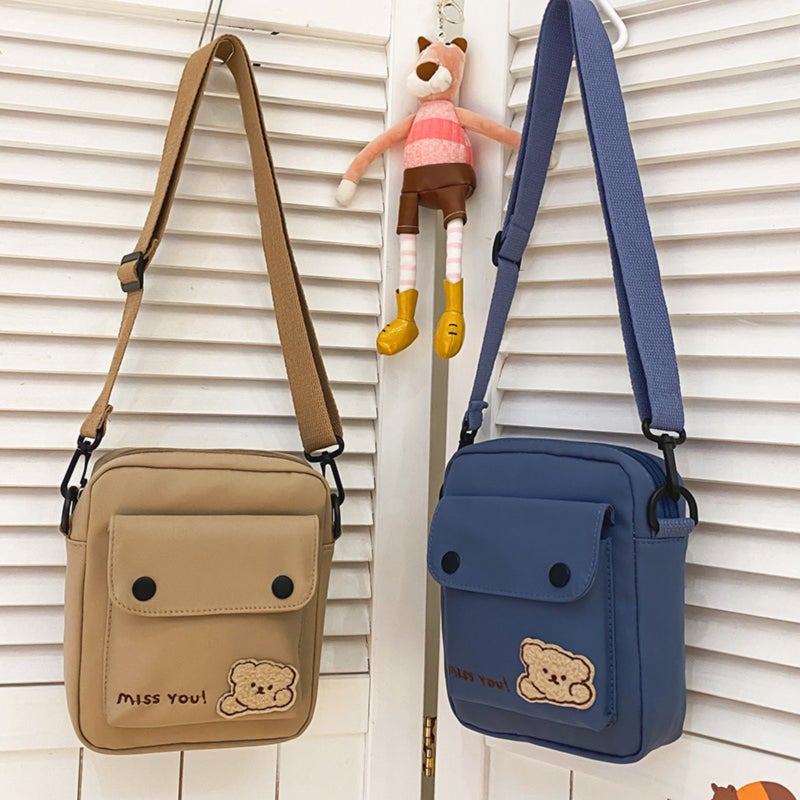 Kawaii Crossbody Shoulder Bag with Bear Embroidery - Image 5