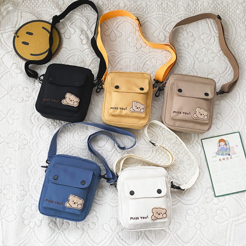 Kawaii Crossbody Shoulder Bag with Bear Embroidery - Image 4