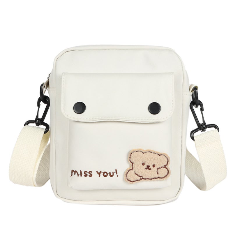 Kawaii Crossbody Shoulder Bag with Bear Embroidery - Image 1