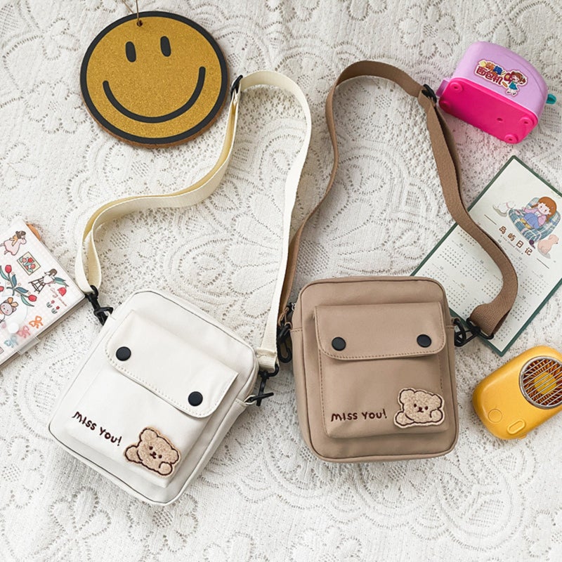 Kawaii Crossbody Shoulder Bag with Bear Embroidery - Image 3