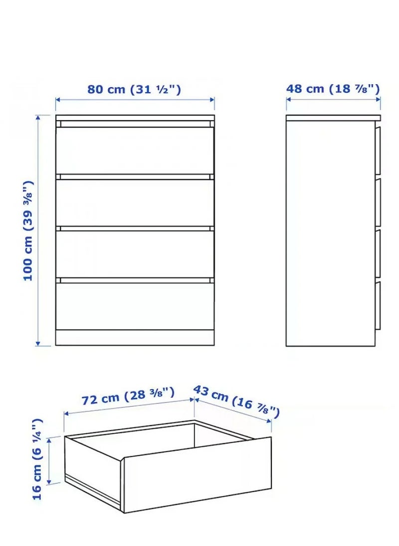 Qasr Albayan - Cabinet of 3 drawers white‎80x100 cm‏ - Image 1