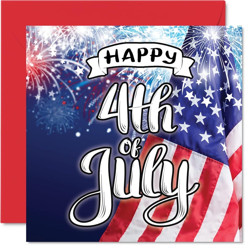 Stuff4 Fourth of July Cards for Men Women  4th of July  Independence Day Card for Mom Dad Papa Pops Brother Sister Son Daughter Grandma Grandpa 57 x 57 Inch 4th of July Greeting Cards - Image 1