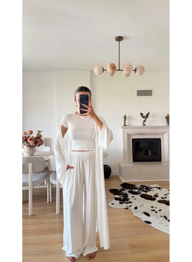 Gaus  White Soft Textured elastane 3-Piece Premium Set GAUS-01494. for Women | Best Price UAE