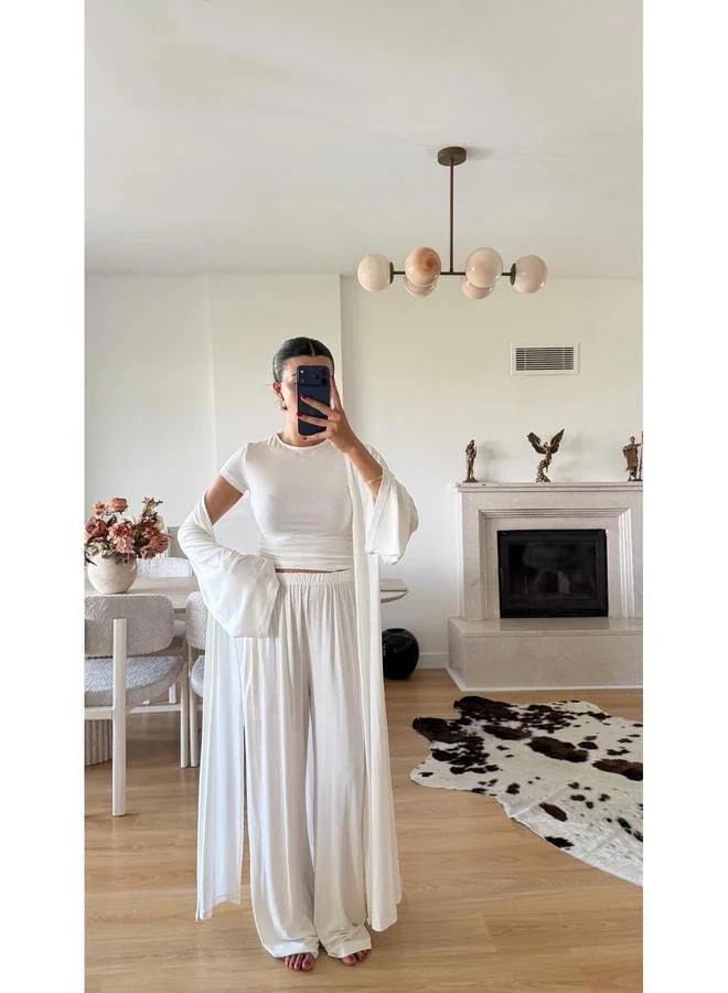 White Soft Textured elastane 3-Piece Premium Set GAUS-01494.