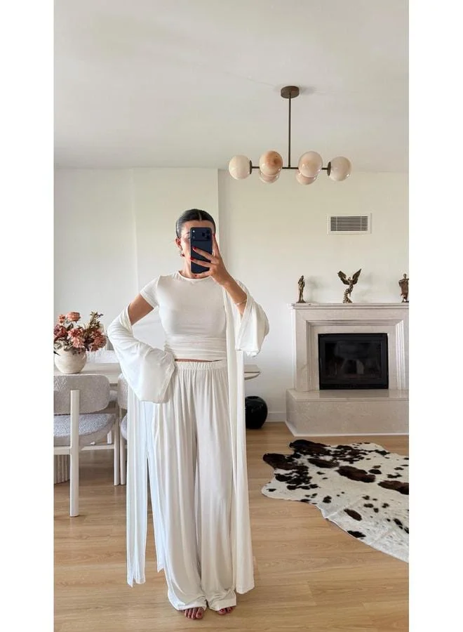 Gaus  White Soft Textured elastane 3-Piece Premium Set GAUS-01494. for Women | Best Price UAE