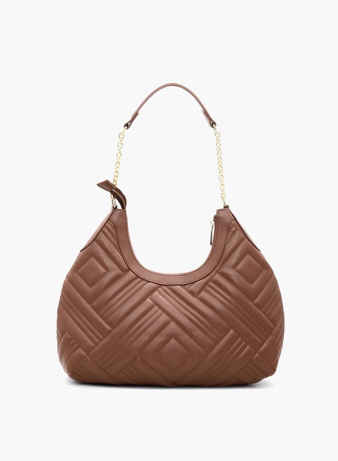 V Italia Quilted Shoulder Bag with Chain Handle and Zip Closure - Image 4