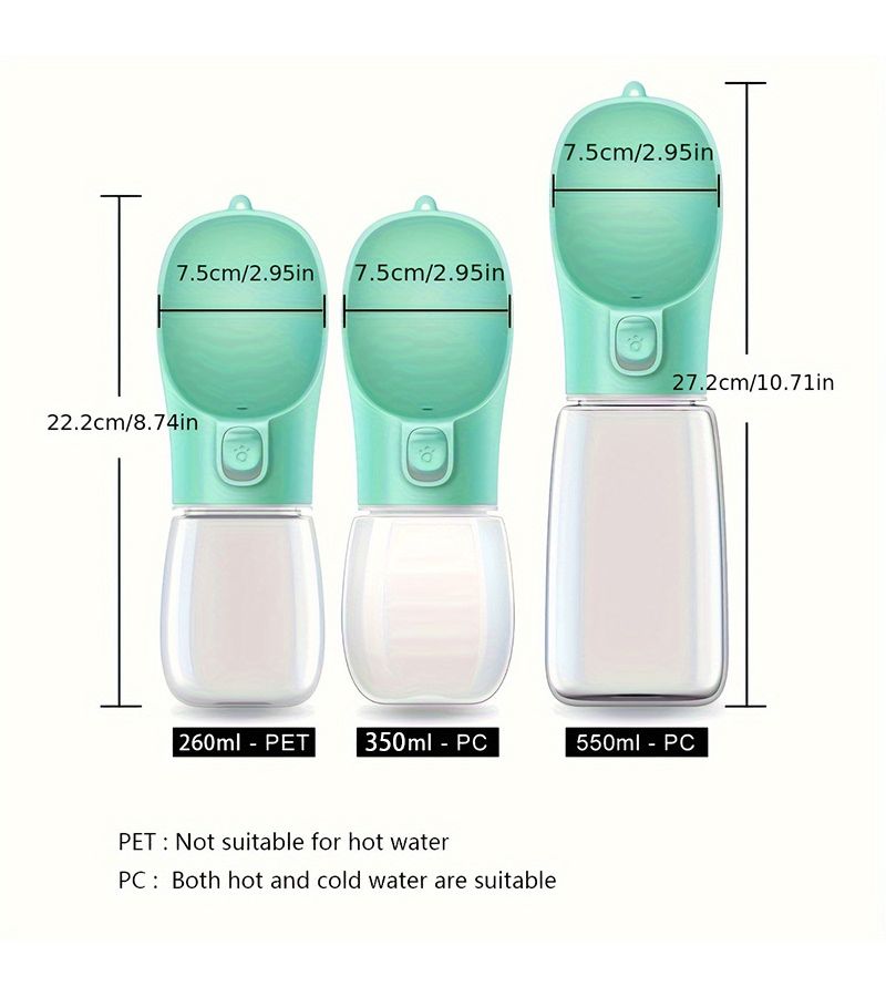 Outdoor Portable Dog Water Bottle Green 18.6oz Leakproof Pet Travel Cup - Image 3
