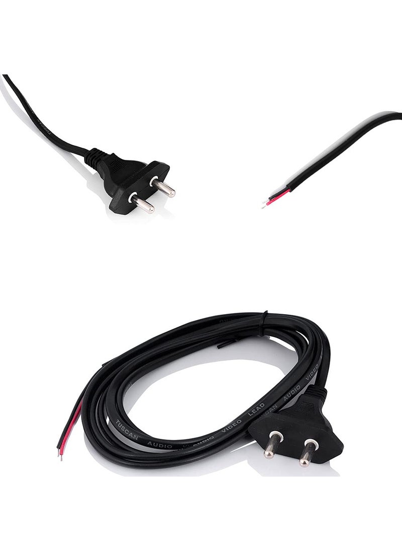 HI PLASST PINS N PLUGS HIPLASST 2 Pin Electrical Extension Wire Power AC Cord for Small Electric Appliances Fan Radio Emergency Light DC Motors Mobile Charger Extension Printer Computer Decorative Light etc  - Image 2