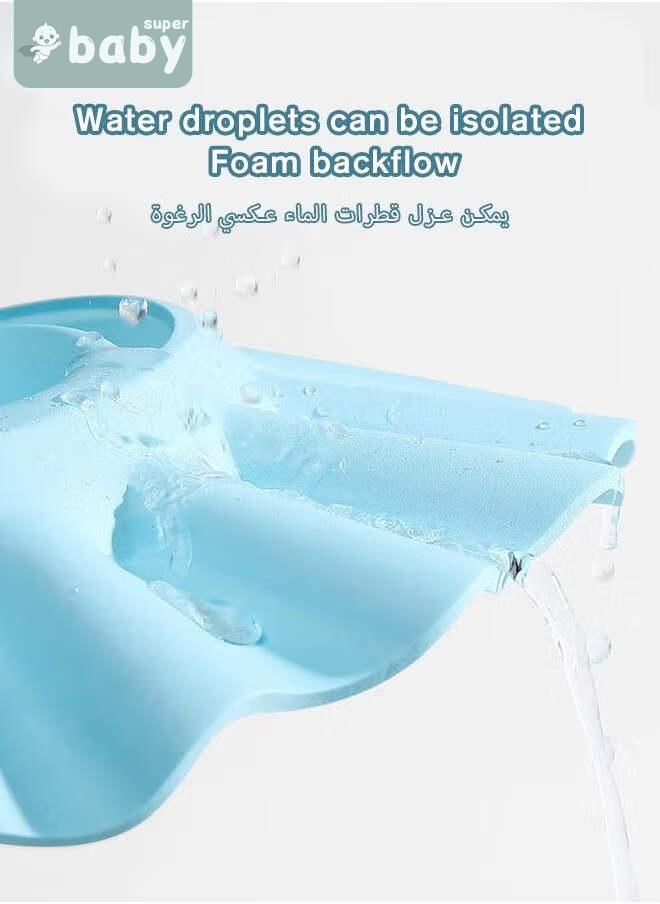 سوبر بيبي 3 قطع من أساسيات غسل الشعر تتضمن من غطاء استحمام للأطفال من السيليكون قابل للتعديل + كوب شامبو وغسيل الشعر وحوض استحمام للأطفال + فرشاة استحمام وشامبو لفروة الرأس للأطفال الصغار  - Image 5