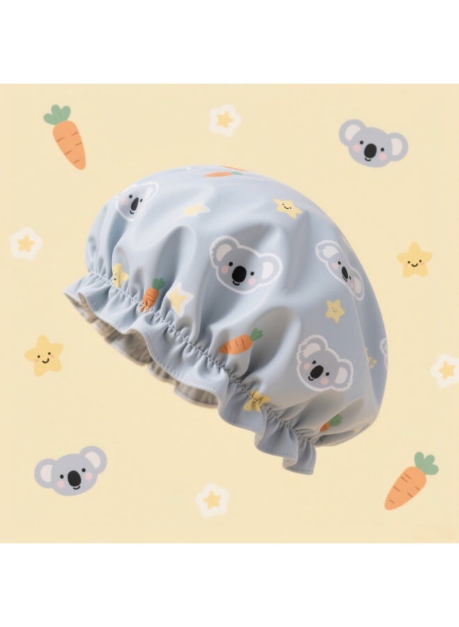 Shower Cap Waterproof Bath Cap Household Bath Cap Kitchen Double Layer Anti-Oil Fume Cap Gray - Image 1
