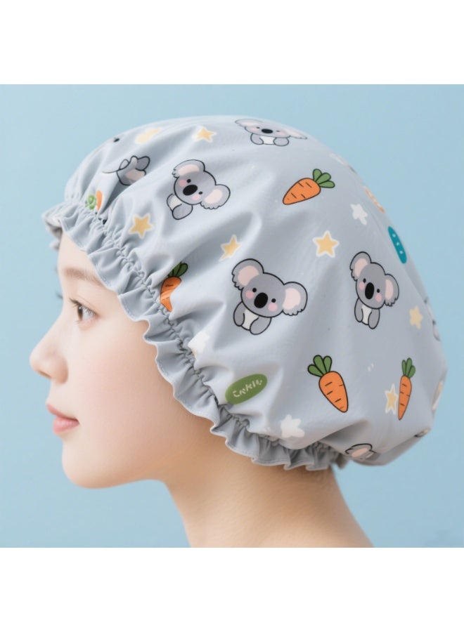 Shower Cap Waterproof Bath Cap Household Bath Cap Kitchen Double Layer Anti-Oil Fume Cap Gray - Image 2