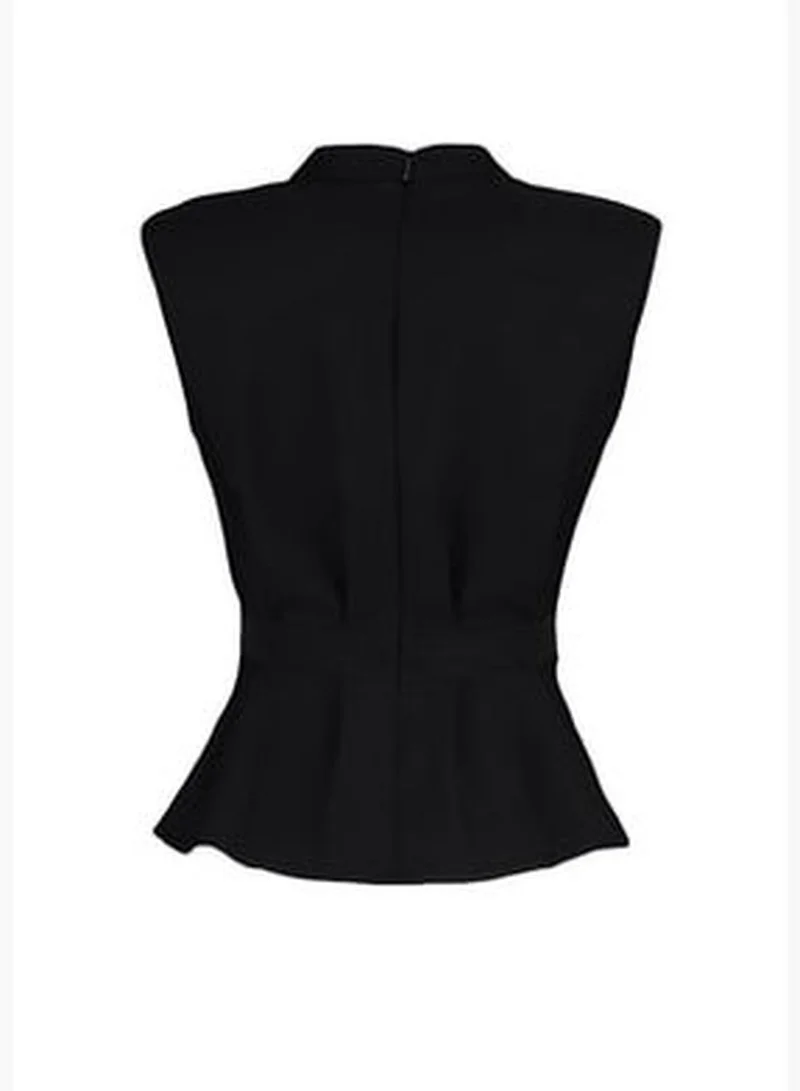 trendyol Black Woven Crew Neck Tank Top TWOAW23BZ00559
