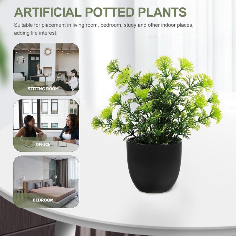 Yardwe 4pcs Artificial Plants Set Small Fake Bonsai Eucalyptus, Gloriosa Leaves, Aloe Grass, Foxtail Grass Realistic Greenery for Home Office Indoor Décor - Image 5
