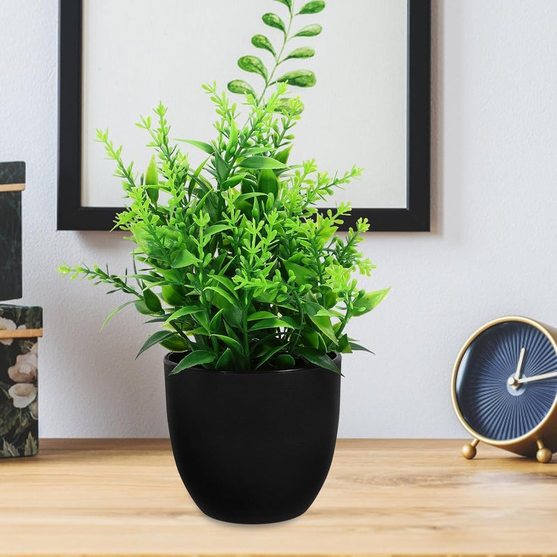 Yardwe 4pcs Artificial Plants Set Small Fake Bonsai Eucalyptus, Gloriosa Leaves, Aloe Grass, Foxtail Grass Realistic Greenery for Home Office Indoor Décor - Image 4
