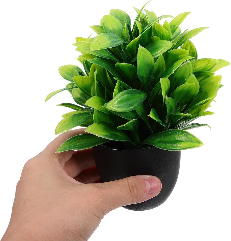 Yardwe 4pcs Artificial Plants Set Small Fake Bonsai Eucalyptus, Gloriosa Leaves, Aloe Grass, Foxtail Grass Realistic Greenery for Home Office Indoor Décor - Image 3