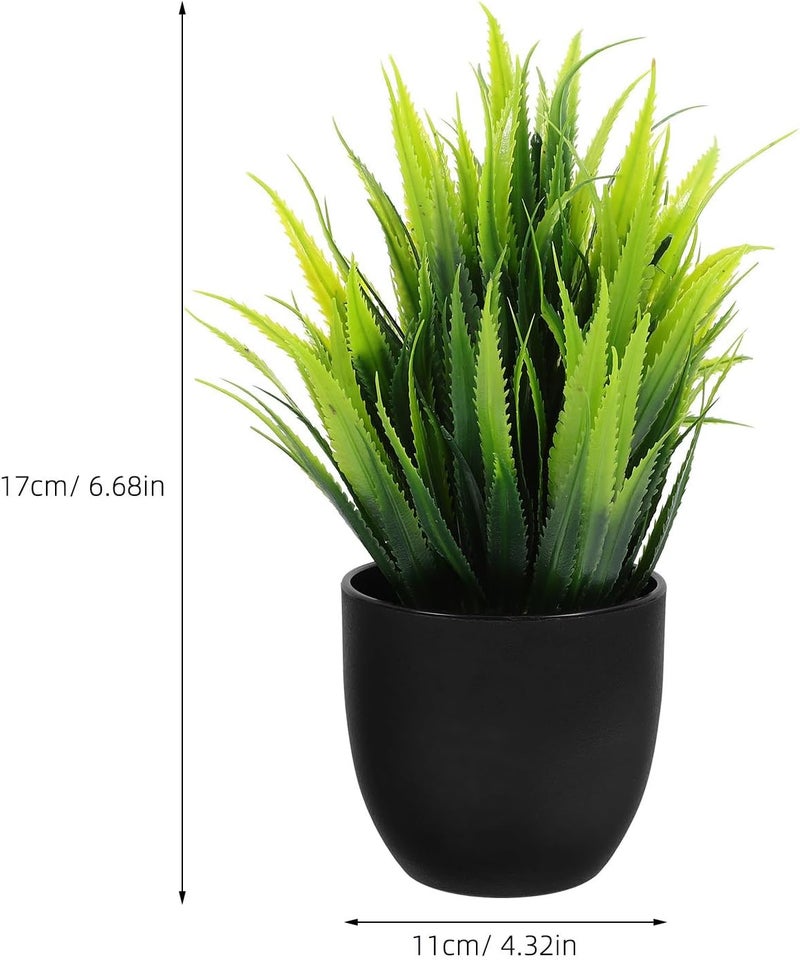 Yardwe 4pcs Artificial Plants Set Small Fake Bonsai Eucalyptus, Gloriosa Leaves, Aloe Grass, Foxtail Grass Realistic Greenery for Home Office Indoor Décor - Image 2
