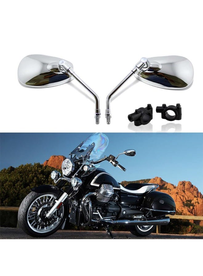 DREAMIZER Chrome 10mm Motorcycle Rear View Mirror Side Rearview Mirrors 7/8" Handlebar Mount Oval for Motorcycle Scooter Polaris Sportsman Honda Yamaha Valkyrie Dirt Bike Cruiser Chopper Street Bike - Image 2