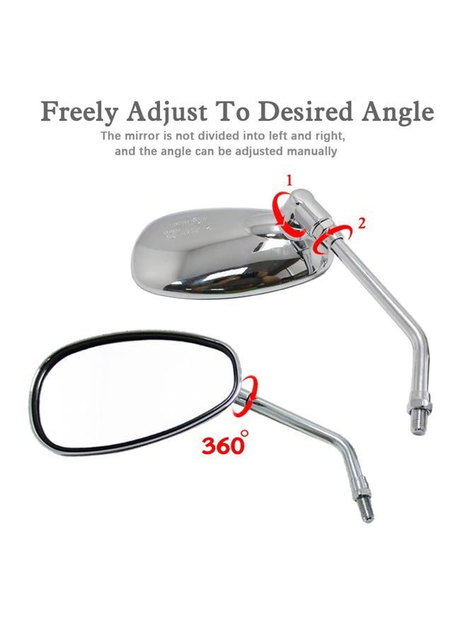 DREAMIZER Chrome 10mm Motorcycle Rear View Mirror Side Rearview Mirrors 7/8" Handlebar Mount Oval for Motorcycle Scooter Polaris Sportsman Honda Yamaha Valkyrie Dirt Bike Cruiser Chopper Street Bike - Image 4